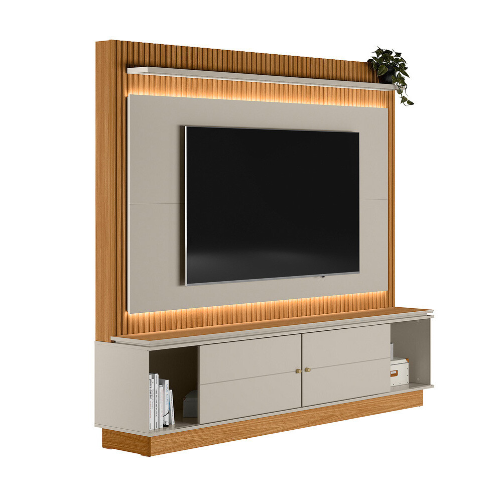 RACK PARA TV MODELO GUARARAPES CON LUZ LED COLOR NATURE/OFF WHITE Rack Para Tv Modelo Guararapes Con Luz Led Color Nature/off White