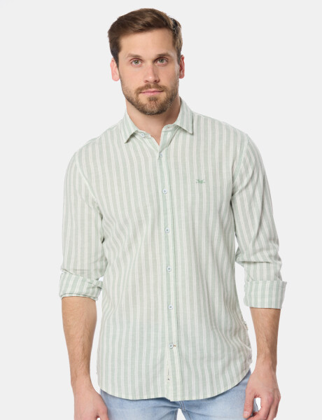 CAMISA RAYADA DE LINO Menta