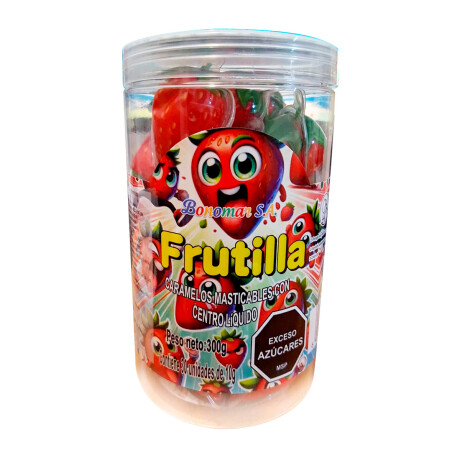 CARAMELO CAPSULAS MASTICABLE. C/LIQUIDO 30PCS, POTE 300GRS Frutilla