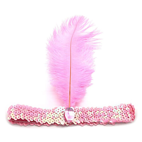 Vincha con Pluma Rosado