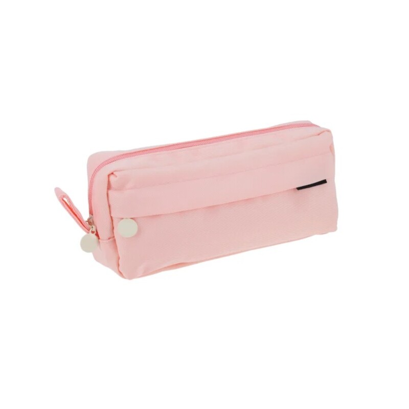 Cartuchera Campus Rectangular Rosada con Dos Cierres, Solapa y Asa CARTUCHERA CAMPUS RECTANGULAR DOS CIERRES DISEÑO CON SOLAPA Y ASA COLOR ROSADO