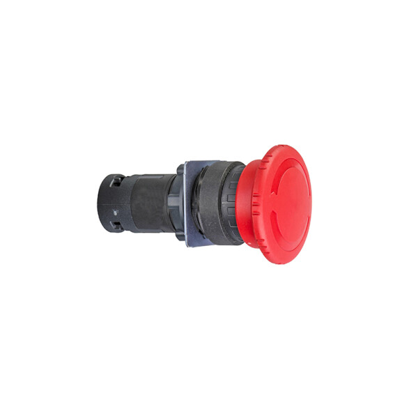 Pulsador tipo hongo rojo c/retención ø40mm 1NA+1NC TL5092