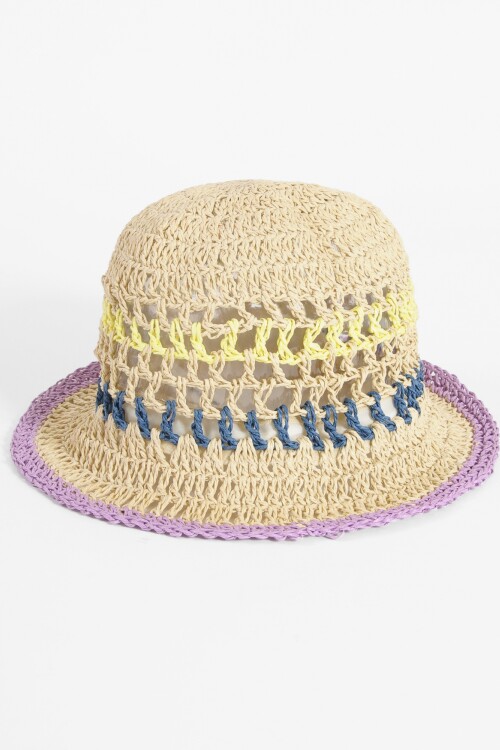 Gorro bucket playero franja lila