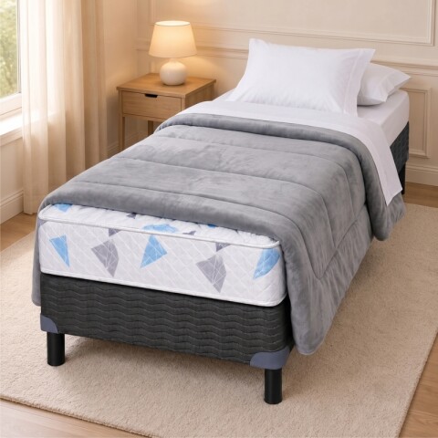 Sommier y Colchón 1 Plaza AZURITA - Espuma Alta Densidad Reversible - Soporta hasta 120 kg Sommier y Colchón 1 Plaza AZURITA - Espuma Alta Densidad Reversible - Soporta hasta 120 kg
