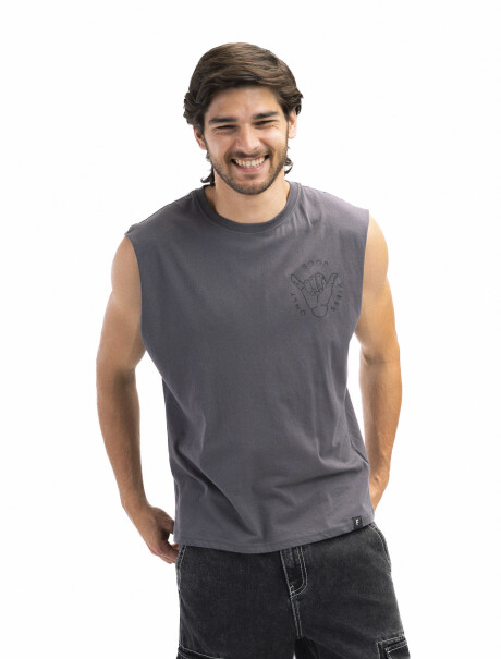 Musculosa Estampada Oversized Grafito/ Fantasía 1