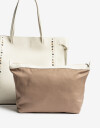 Shopper Cartera Shopper Con Tachas - Blanco Crudo