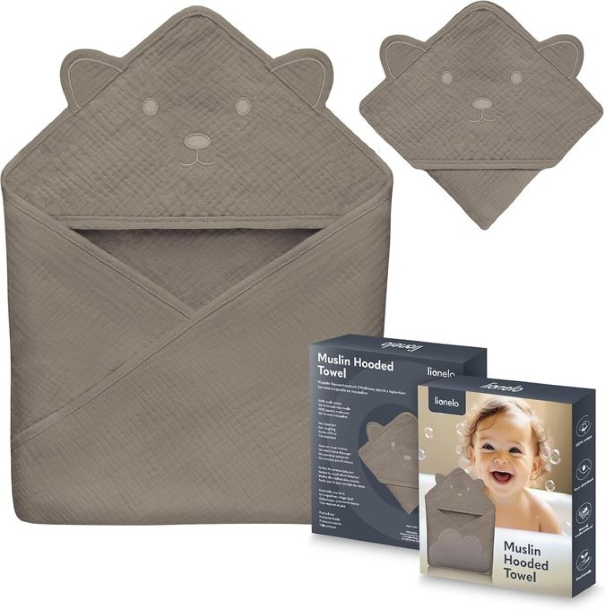 Toalla muselina LIONELO - gris 