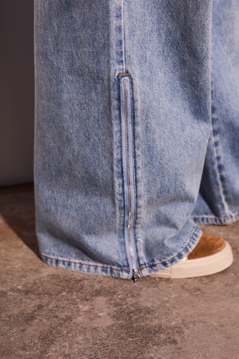 Jean Wide Leg Cierres Denim