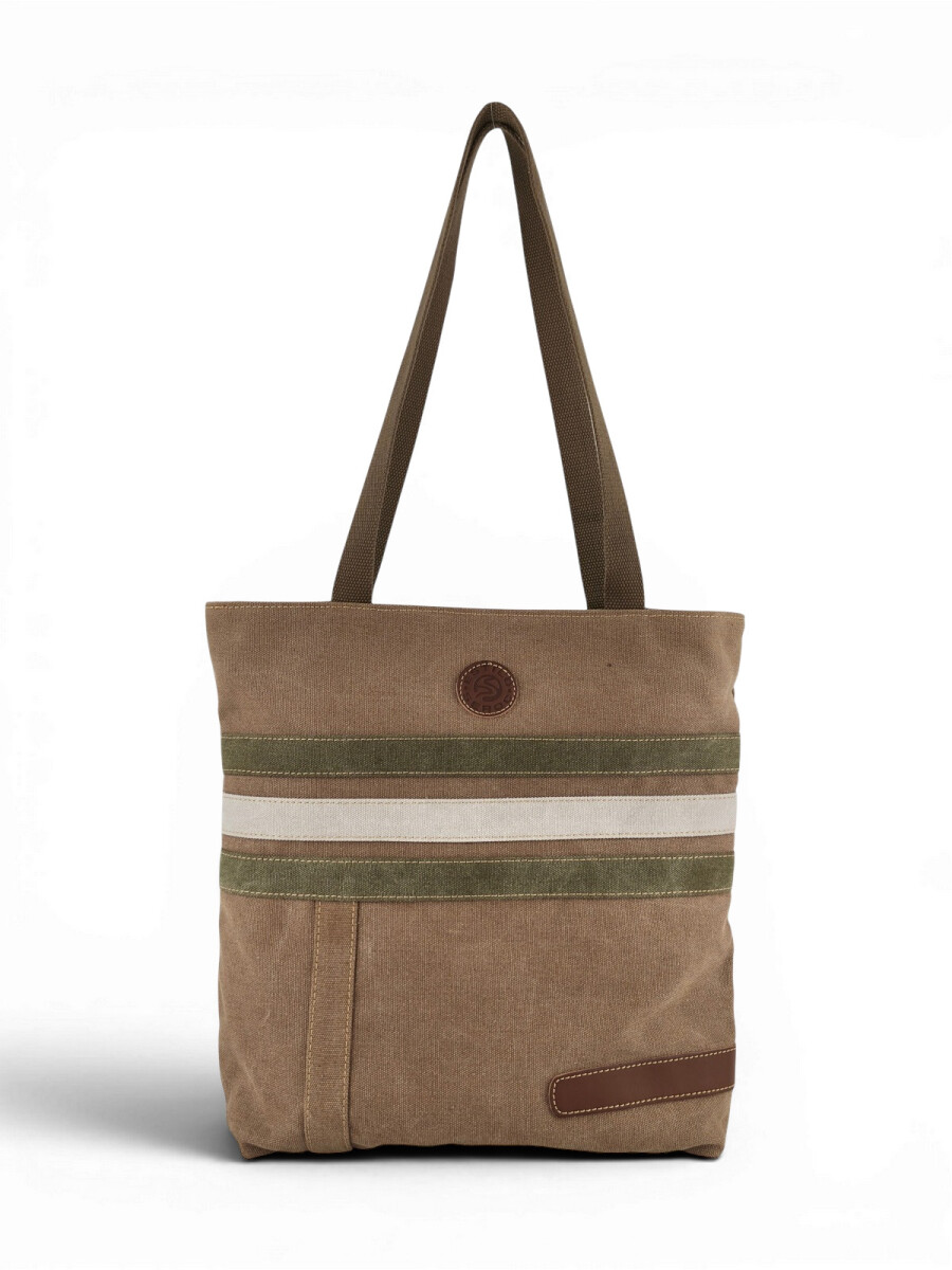 Bolso Tote de Lona Casual - Marrón 