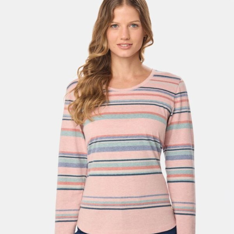 Remera Dama Rayada Legacy Coral