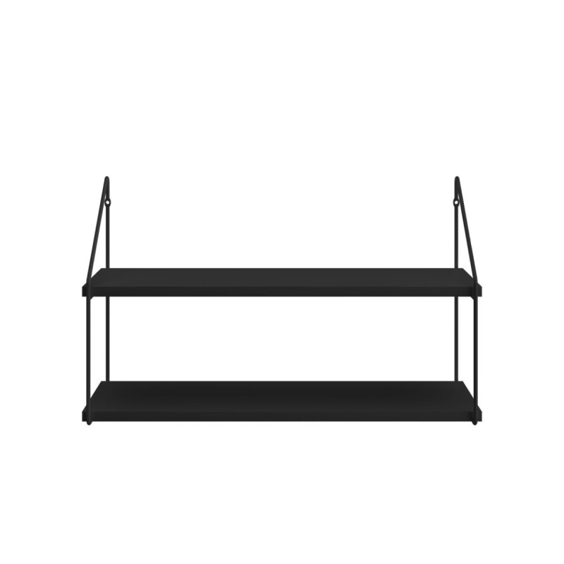 Estante de pared madera y hierro - 2 pisos Negro