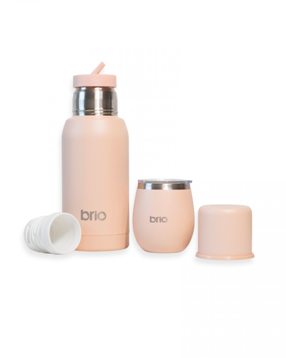 Set De Termo 750 Ml Y Mate Con Tapa brio Acero Inox - Salmón 