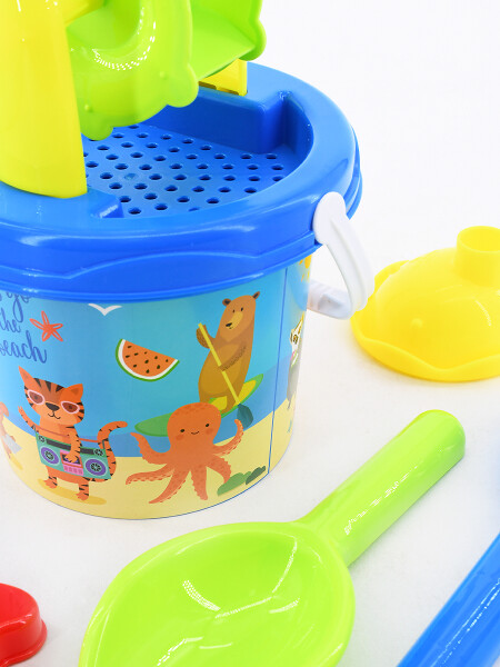 BALDE DE PLAYA CON ACCESORIOS AMARILLO