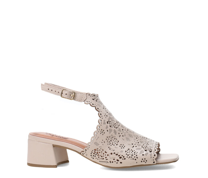 Sandalias de Mujer Bottero Cuero Calado Beige