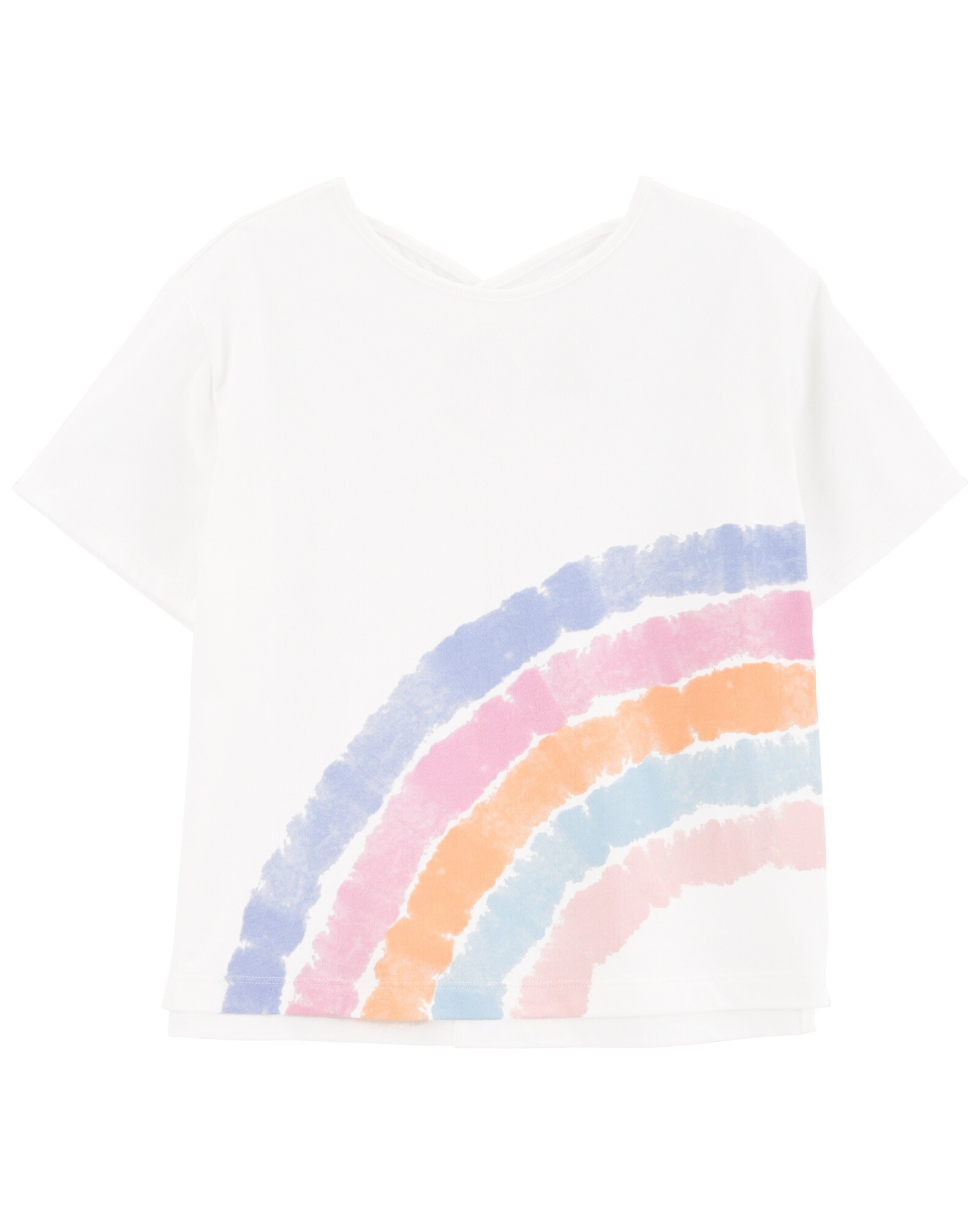 Remera de algodón, manga corta, diseño arcoíris Sin color