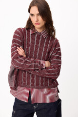 Sweater Oceano Crop Bordeaux/Gris