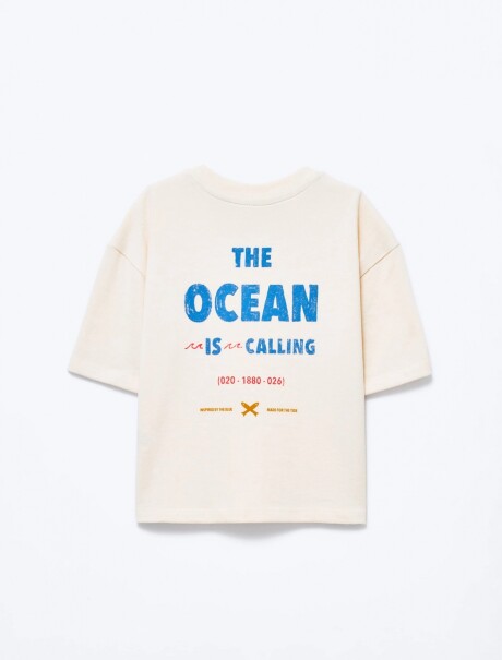 BLUSA MANGA CORTA INFANTIL CON ESTAMPA BEIGE