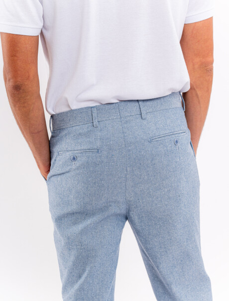 Pantalon lino azul piedra