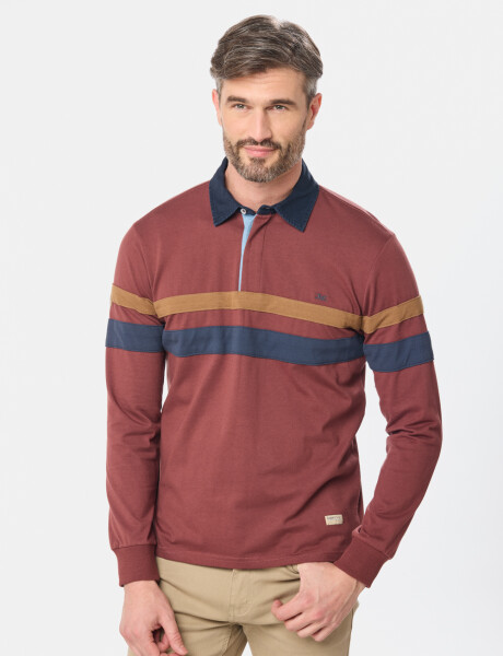 REMERA POLO RAYADA Bordo