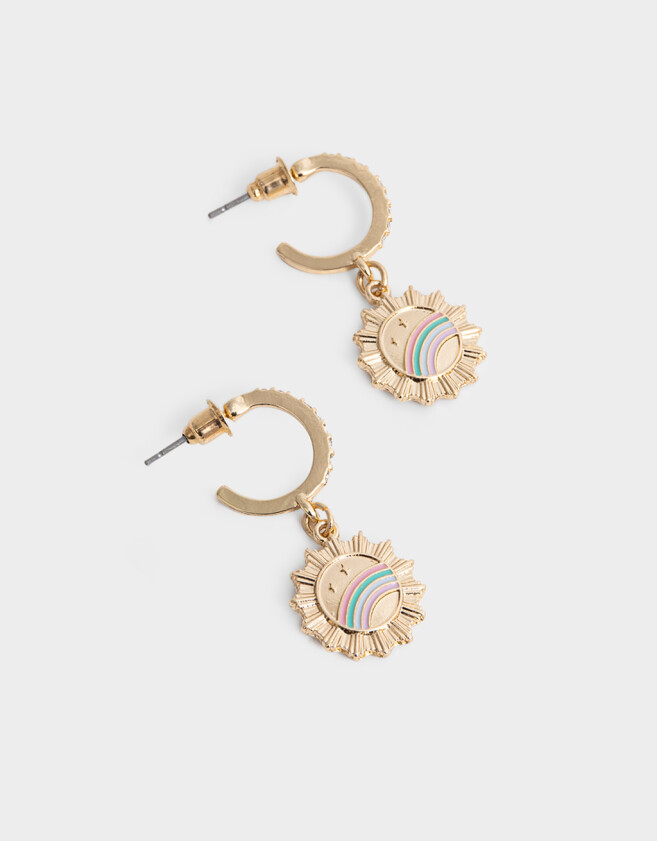 Aros Argollas Esmaltado Aros Argollas Arcoíris - Dorado