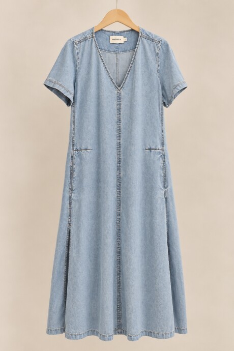 Vestido Polonio Denim Celeste