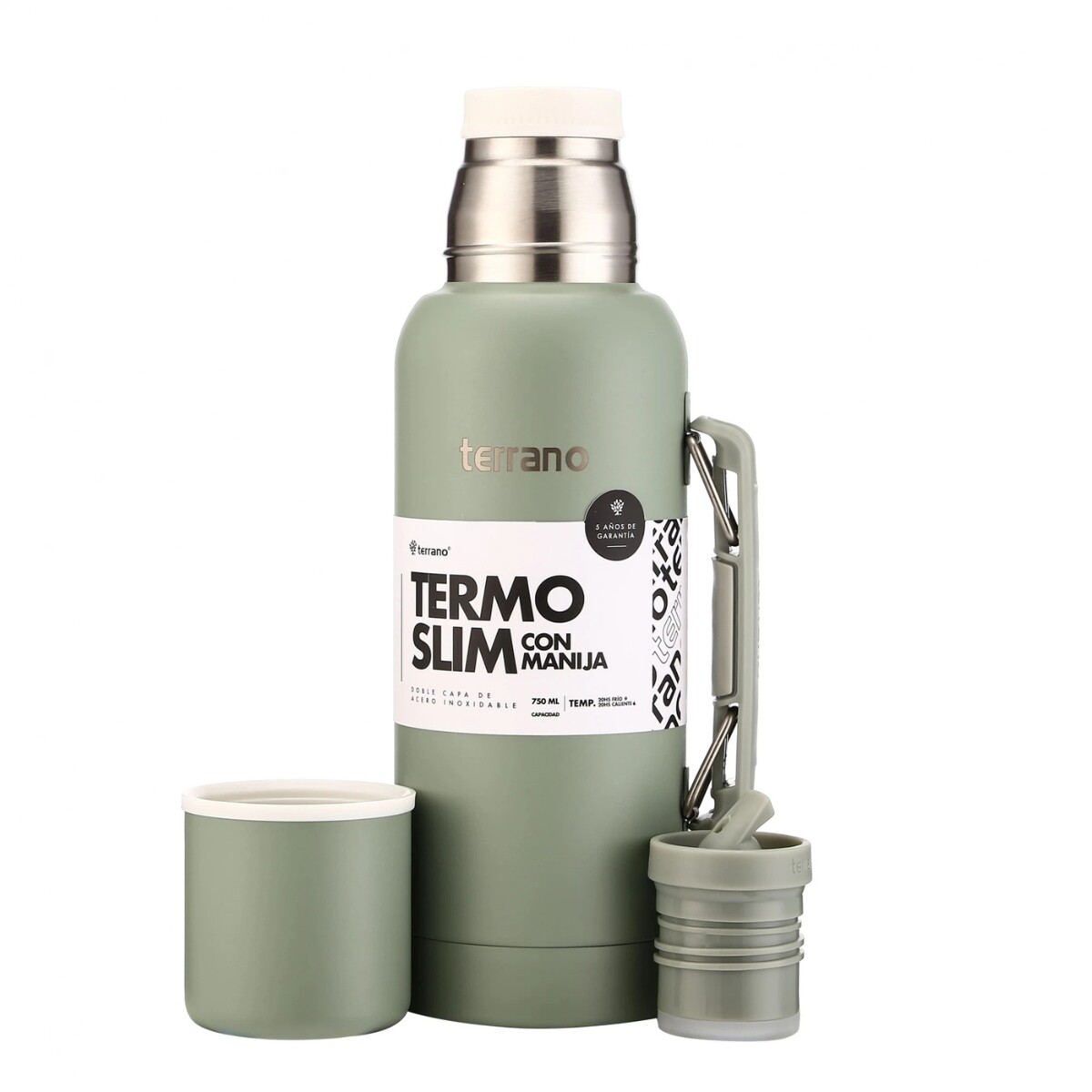 Termo Terrano Slim con Manija 750ML - OLIVA 