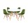 Juego de comedor Con Mesa Circular de 80cm + 4 Sillas Eames Verde