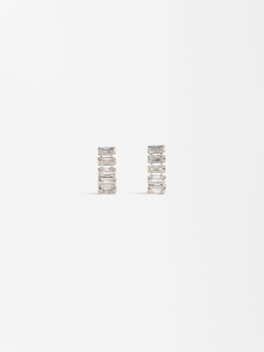 Pendientes Cortos Con Circonitas plateado