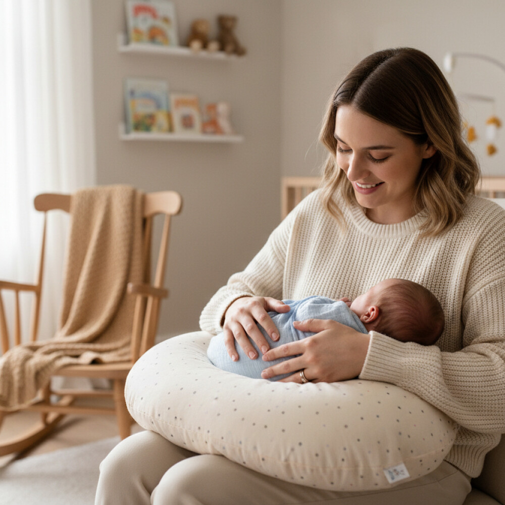 Almohada lactancia LORELLI beige estrellas