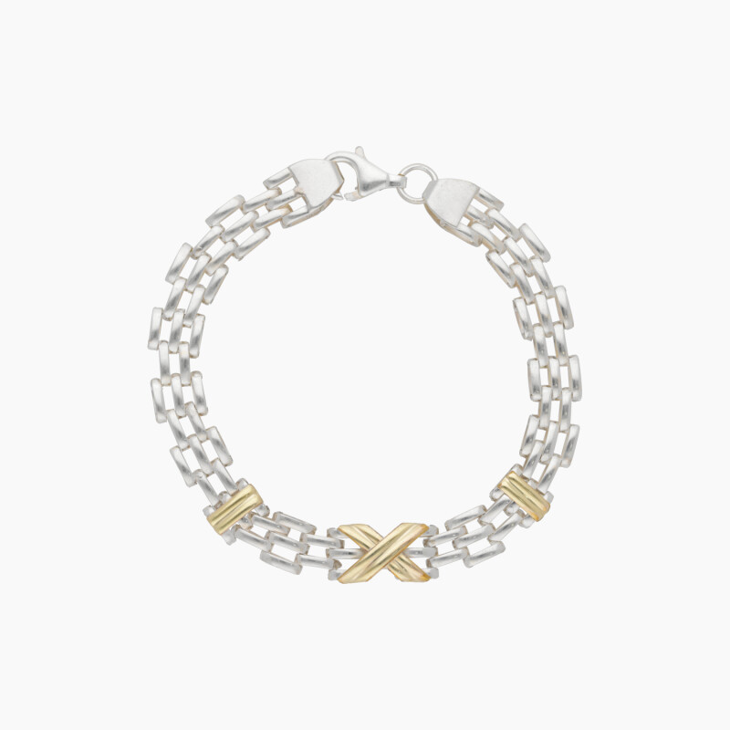 Pulsera en Plata y Oro con Apliques Pulsera En Plata Y Oro Con Apliques