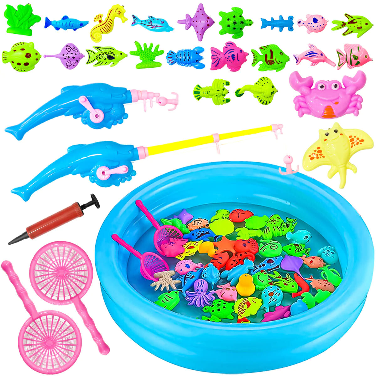 Juego De Pesca Magnético Piscina Infantil 28 Piezas 