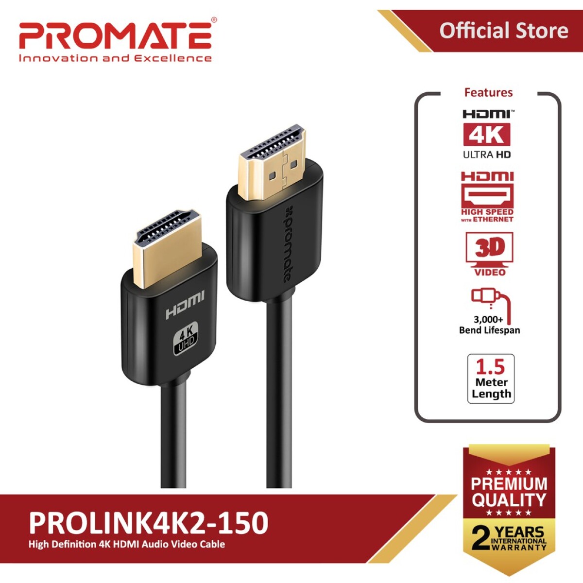 Cable Hdmi Promate 4k 1.5 Mts 