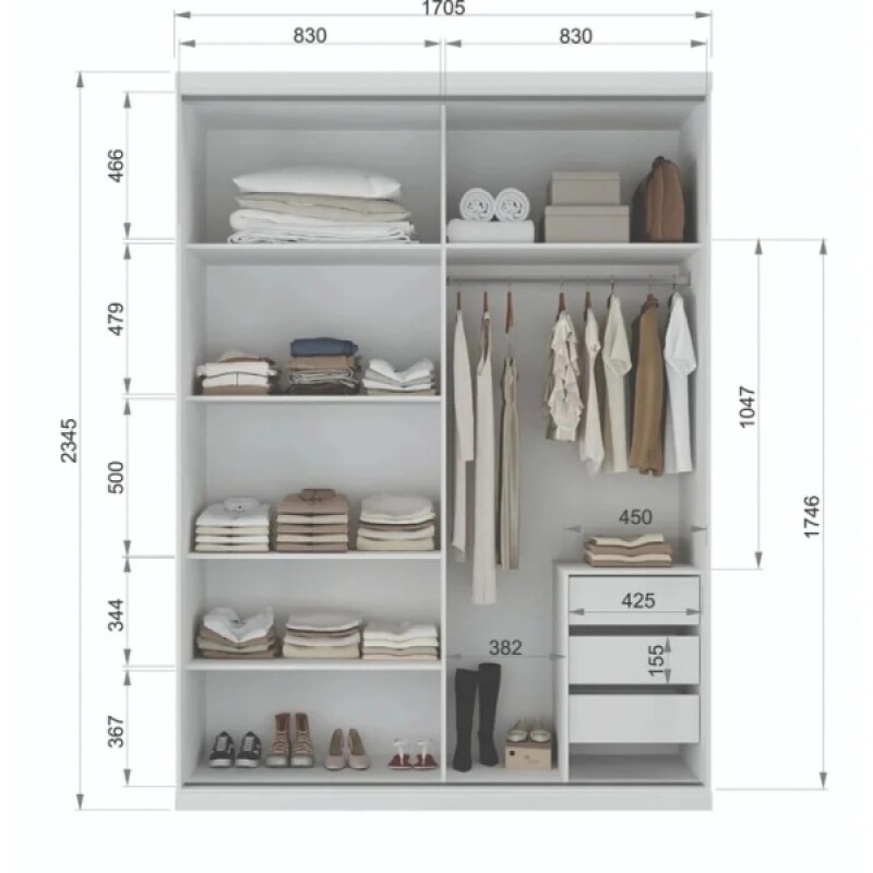 Ropero Sotth Plus Blanco Con Espejo Ropero Sotth Plus Blanco Con Espejo