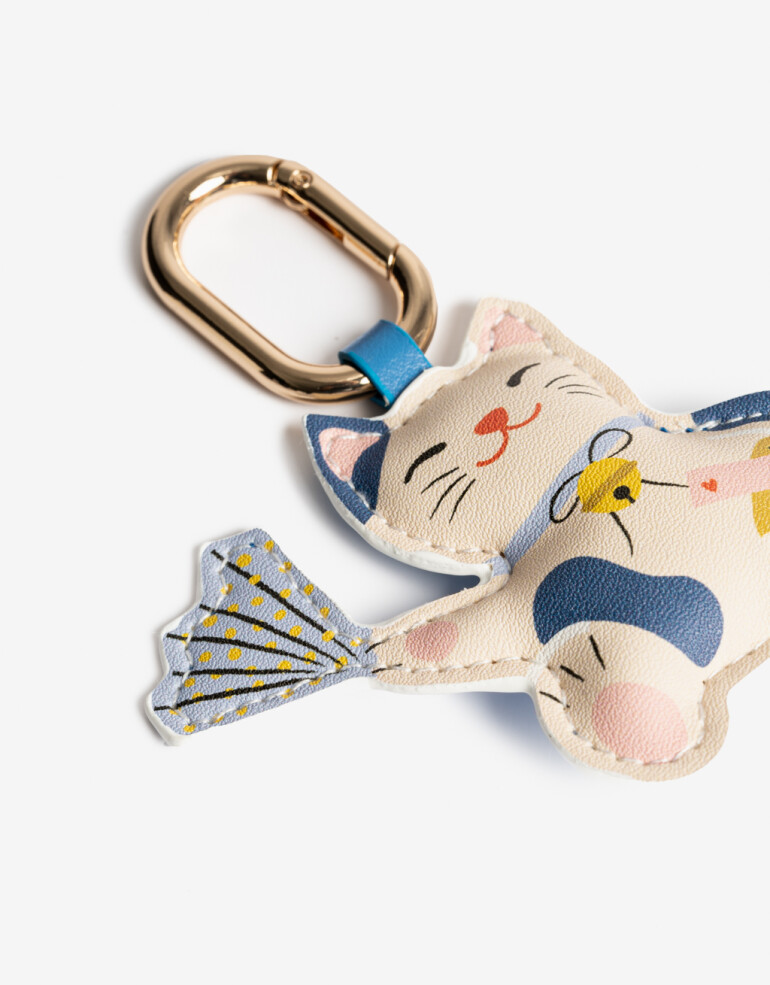 Llavero Cuero/PU Llavero Y Charm "lucky Cats" - Combinacion Multicolor