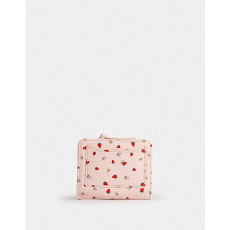 Billetera Cuerina Flores Rosa Viejo