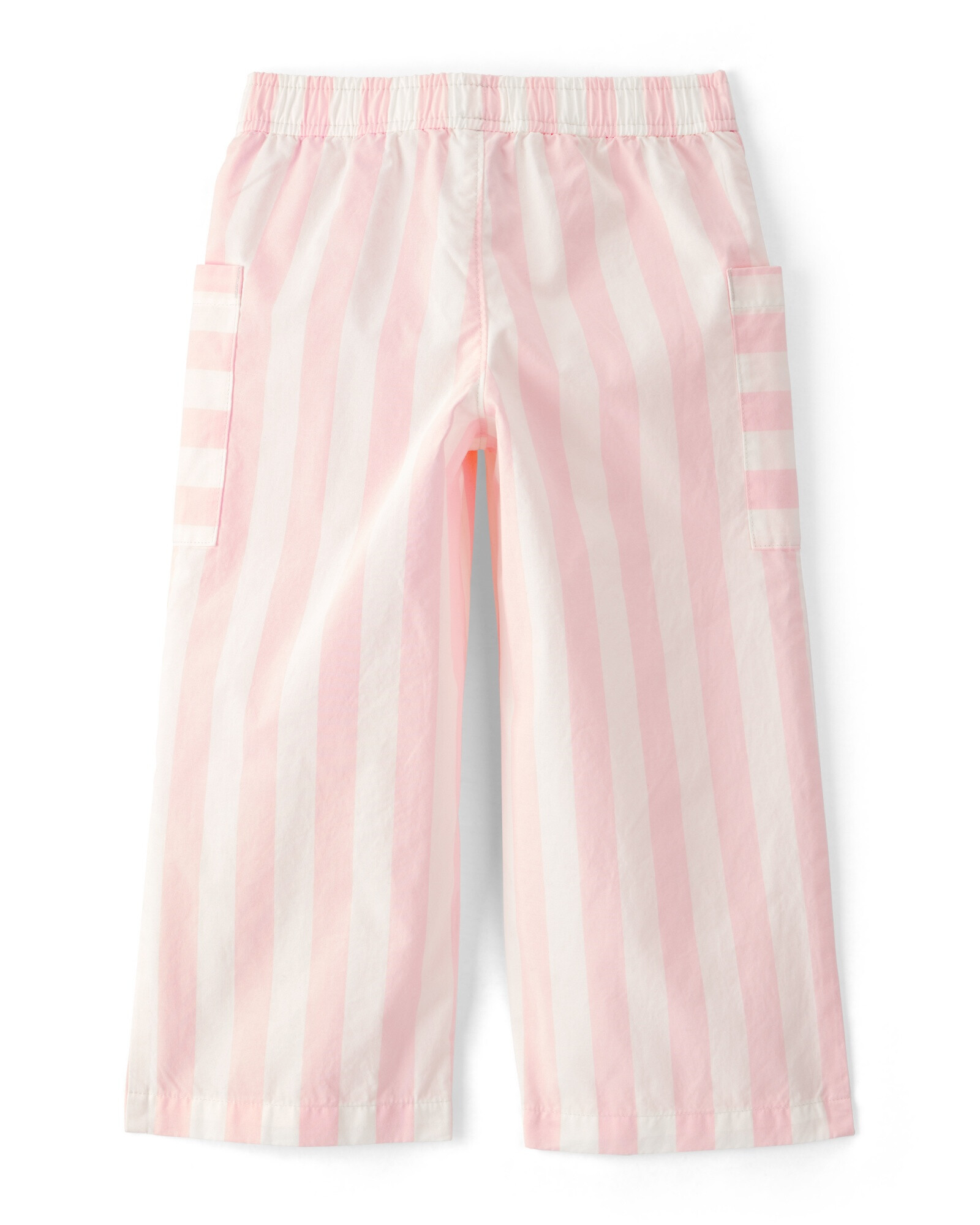 Pantalón de algodón, diseño a rayas rosadas y marfil Sin color