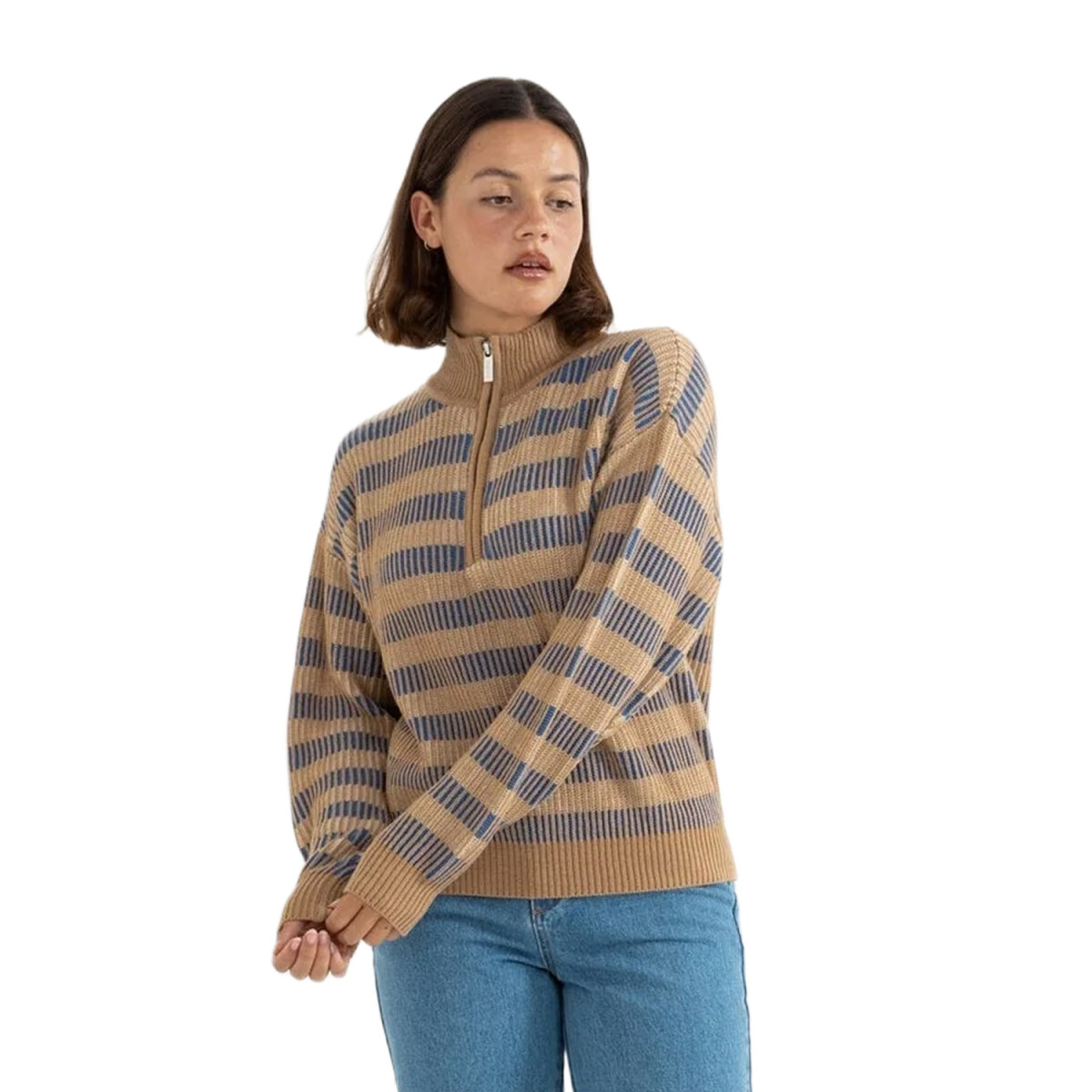 Buzo Rhythm Estelle Quarter Zip Striped Knit - Multicolor 