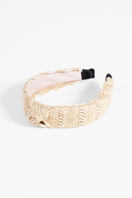 Vincha rígida rafia beige