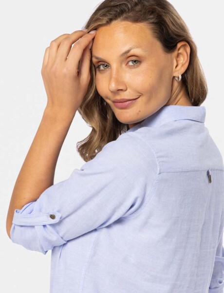 CAMISA DE LINO MEDIO BOTÓN Lila