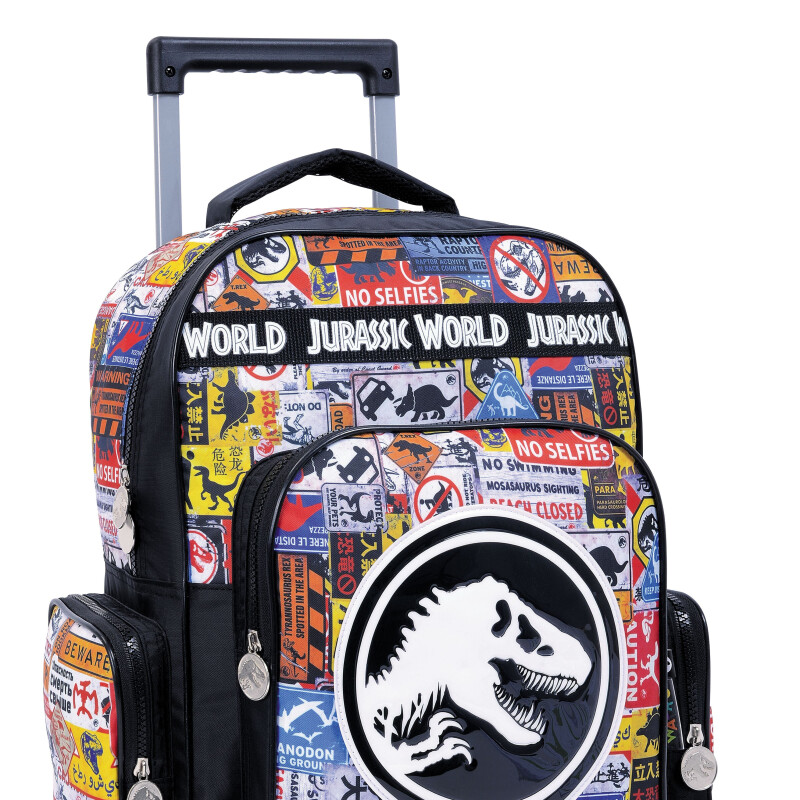 Mochila Jurassic Park c/Carro Jurassic World Negro - Multicolor