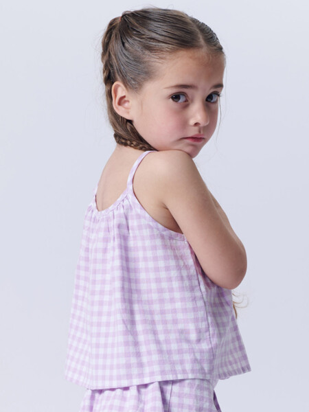 Top cuadro vichy Lila
