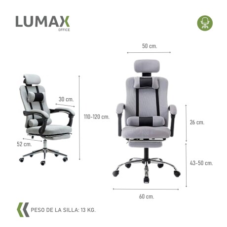 Silla Ejecutiva Ergonómica Lumax Modelo Wynn con Apoyapies Gris