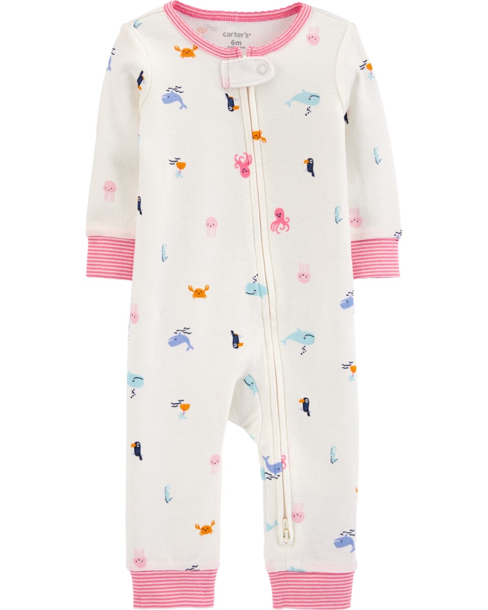 Pijama una pieza de algodón, diseño fauna marina 