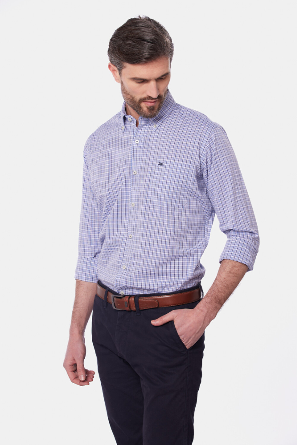 CAMISA SPORT A CUADROS Azul