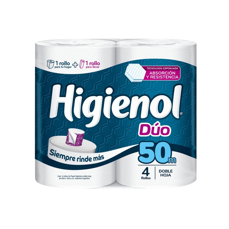 Papel Higiénico Higienol Duo C/aloe 50mts. Papel Higiénico Higienol Duo C/aloe 50mts.