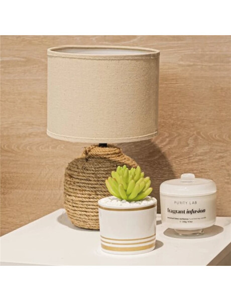 LAMPARA PORCELANA SISAL D20x32CM CAMEL/BLANCO LAMPARA PORCELANA SISAL D20x32CM CAMEL/BLANCO