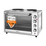 HORNO ELÉCTRICO 48 LTS. - 2 HORNALLAS - LUZ - INOX. acero inoxidable
