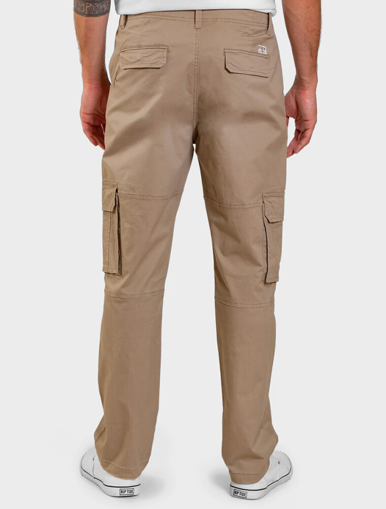 Pantalón Cargo Clásico de Gabardina Camel