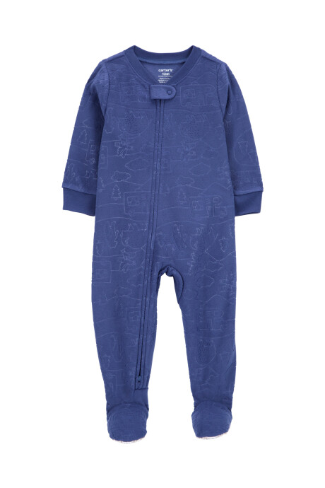 Pijama uno pieza de micropolar, con pie, diseño camping Sin color