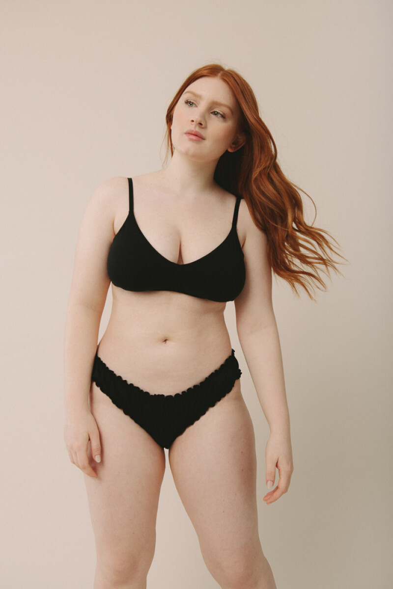 Soutien Triángulo Ana Algodón – Copa doble tejido y breteles regulables Negro